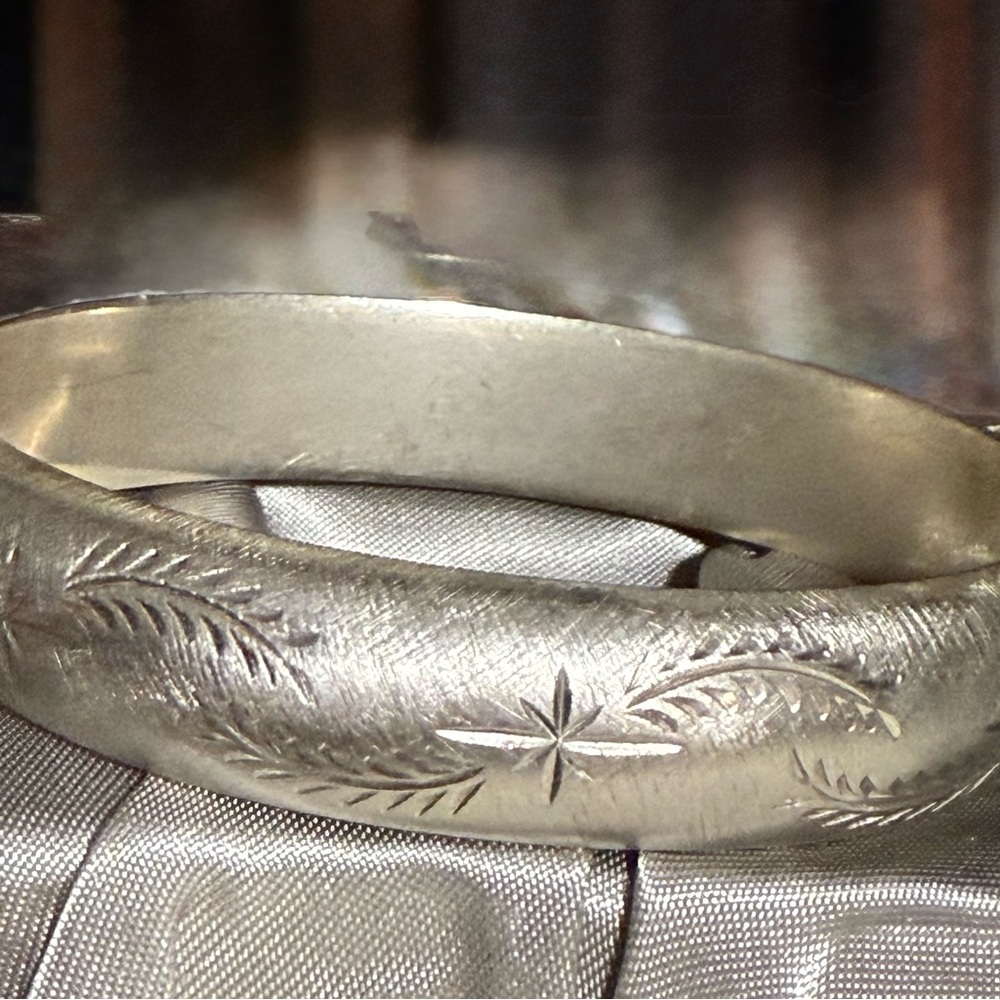 Engraved Silver Bangle Bracelet - Picture 2 of 9